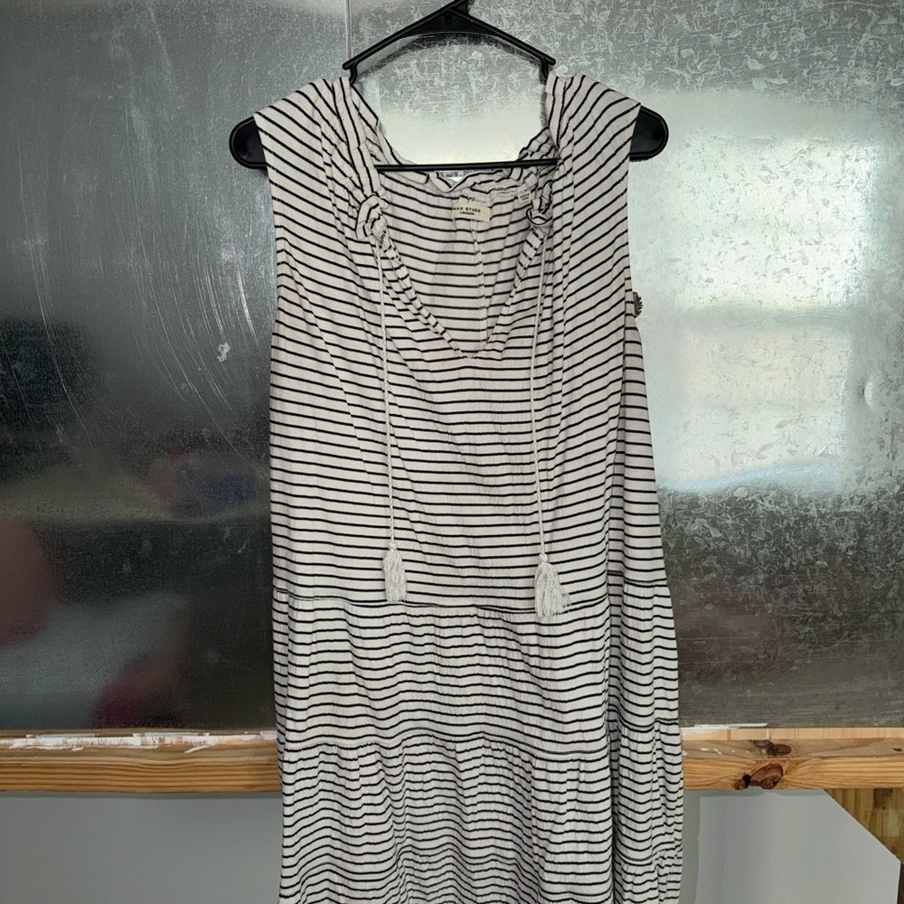 Max Studio Striped Sleeveless Dress with Tassel Ties